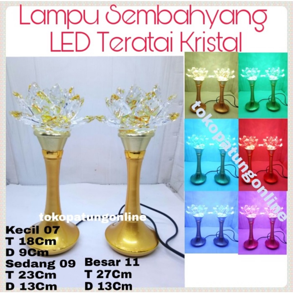 Lampu LED Sembahyang Teratai Kristal Premium Sedang