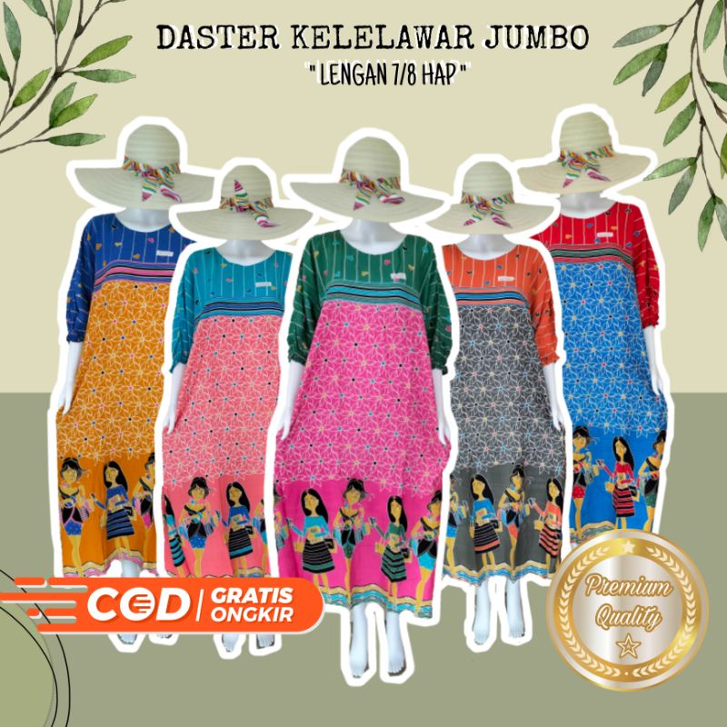 Daster Batik Kelelawar Lowo Jumbo Hap Lengan 7/8 Panjang Modis Kekinian