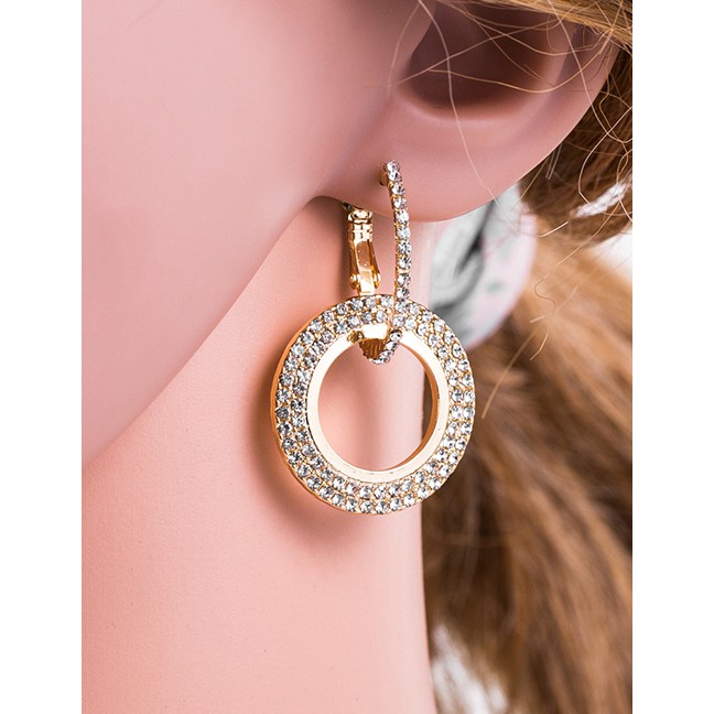 LRC Anting Tusuk Fashion Color Round Shape Decorated Earrings F05432