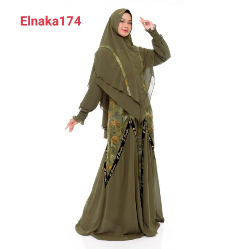 Gamis Syar'i Brand Elnaka ori Full Ceruty Babydool Mix Brukat Asli Mewah Elegan Terbaru Pesta Kondan
