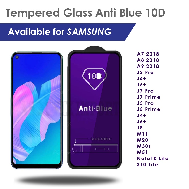 Tempered Glass 10D Anti Blue Anti Radiasi SAMSUNG A01/A10/M10/A6PLUS/A7/A8PLUS/A9/A50/A51/A71/A11