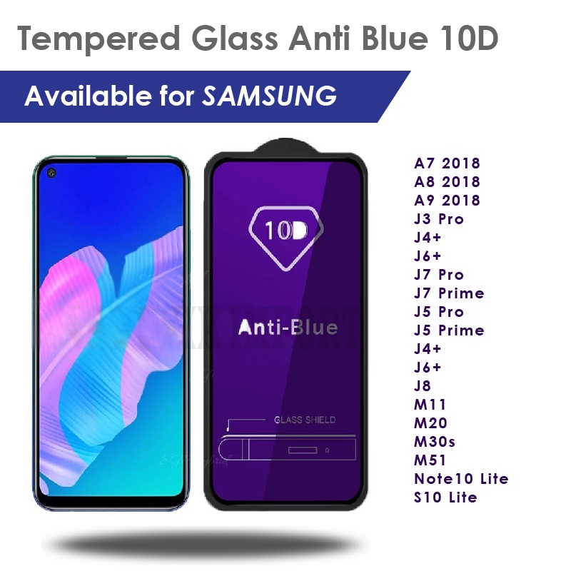 Tempered Glass 10D Anti Blue Anti Radiasi SAMSUNG J2PRIME/J3PRO/J4/J6PLUS/J5PRO/J5/J7PRIME/A21S/M51