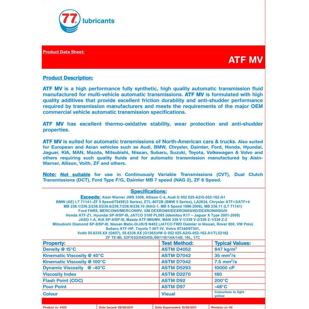 Best Price Oli Matic 77 Lubricants Atf Mv - Zf 5 Bmw - Liter