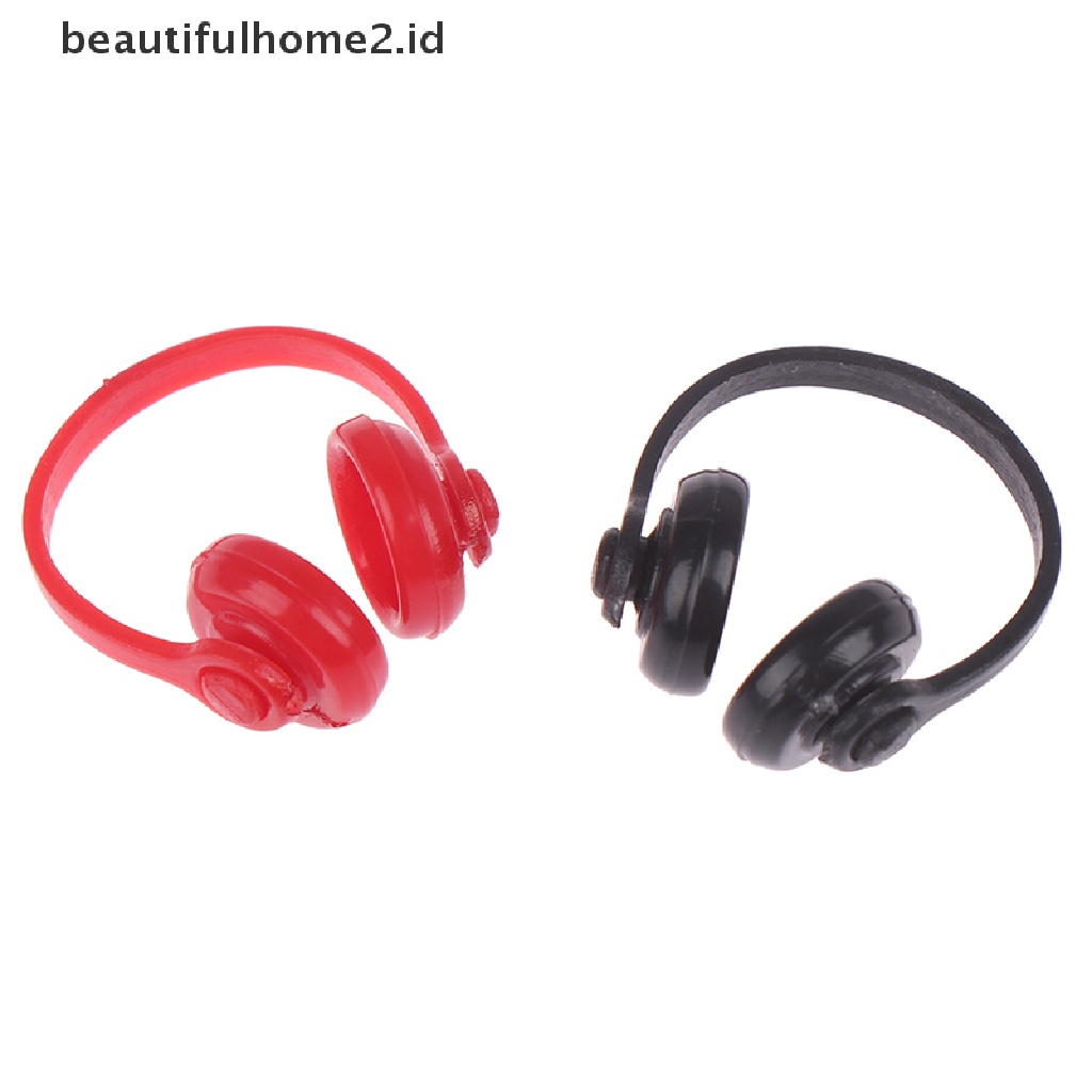 (Beautifulhome2.Id) 2pcs Miniatur Headphone Wireless Skala 1: 12 Bahan Plastik Untuk Dekorasi Rumah Boneka