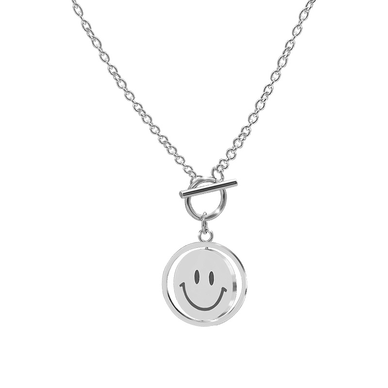 Revolving Smiley Face Necklace Accessories Chain Trendy Hip Hop