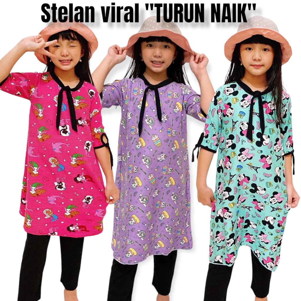 STELAN BAJU TURUN NAIK ANAK 2-9 TAHUN VIRAL/SET ANAK PEREMPUAN TURUN NAIK MODEL KEKINIAN/BAJU TURUN 