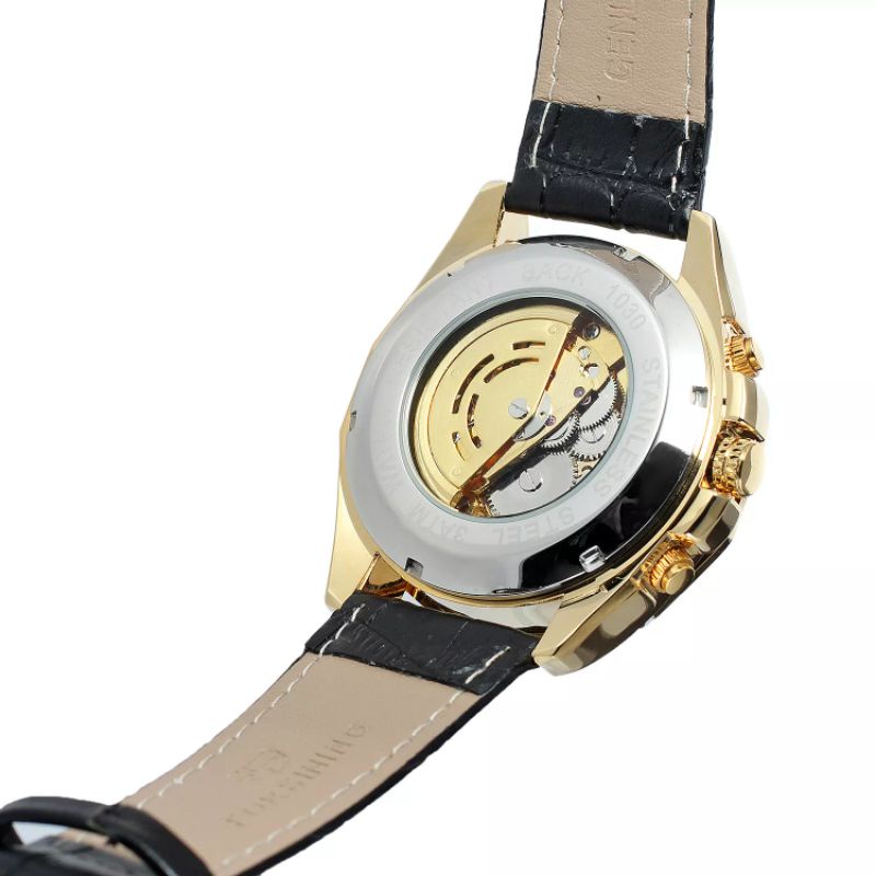 Jam Tangan Pria Mekanik Automatic Forsining Luxury Skeleton Movement Gold