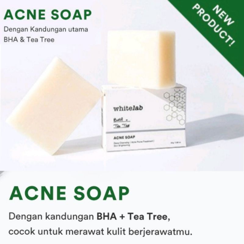 [COD] Whitelab Acne Sabun Jerawat Cocok digunakan untuk Wajah &amp; Kulit Tubuh Berjerawat dengan BHA + Tea Tree - 80 Gram BPOM