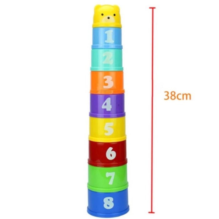 TokoPapin Mainan Edukasi Anak Bayi Tower Puzzle Susun Stacking Cup Cangkir Gelas Warna