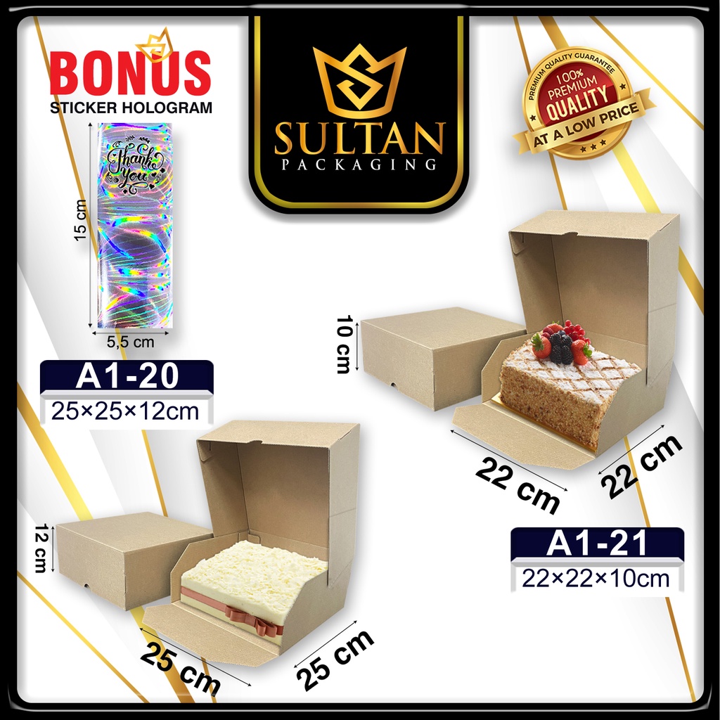 

Kotak Kue|Dus Kue|Kotak Serbaguna|Kraft|22x22x10| A1-20