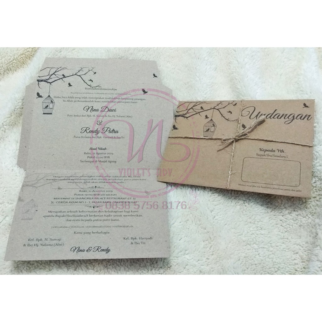 Undangan rustic model amplop. undangan unik
