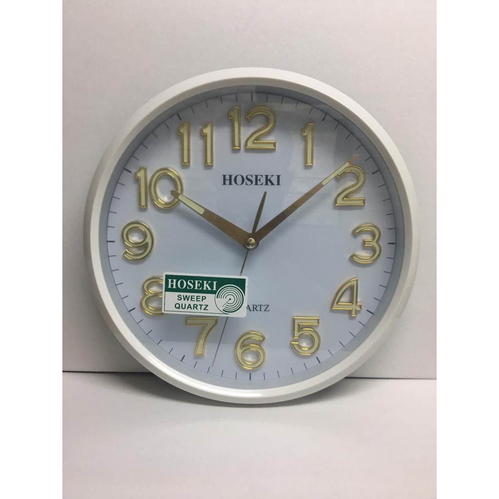 Jam Dinding / Wall Clock Lingkaran / Bulat Minimalis / Elegan Angka Emas - Hoseki H9209