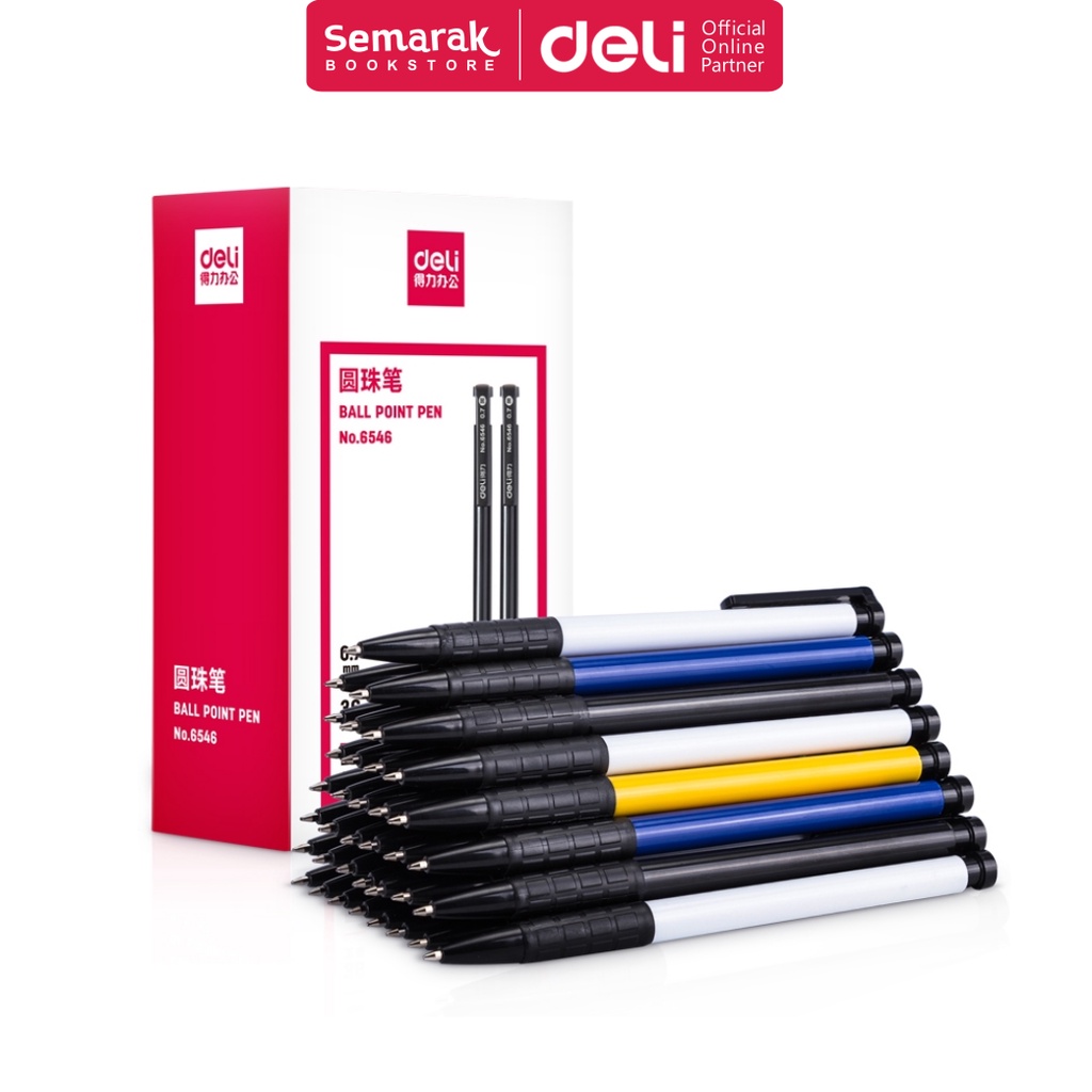 

Deli 6546 Ballpoint Retractable Pen Pulpen Cetek Halus 0.7 mm - Warna Tinta Biru