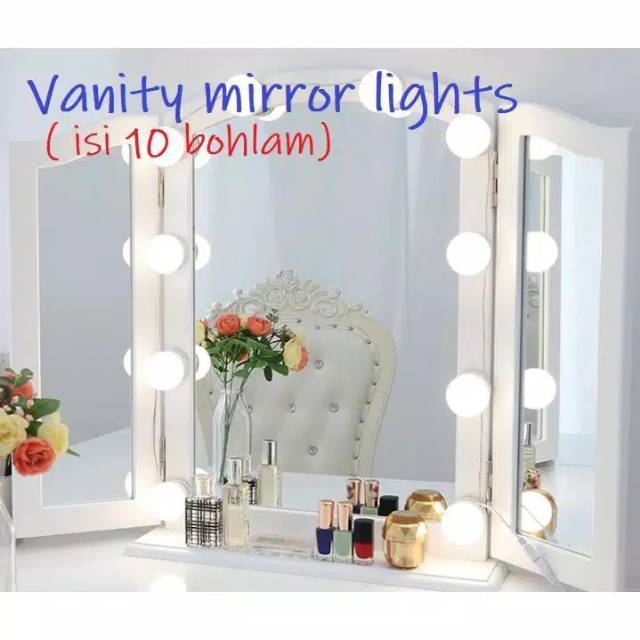 Lampu make up kaca 10 led terang tempel cermin kaca Led Bola USB Make Up Mirror 3000 - 6500K - CL10