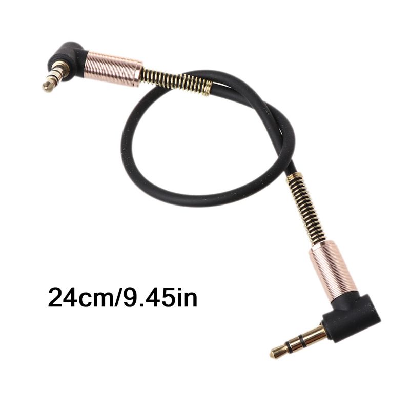 Cre Kabel Jack Aux 3.5mm Male Ke Male 90 Derajat Bahan Nilon Panjang 24cm Untuk Mobil