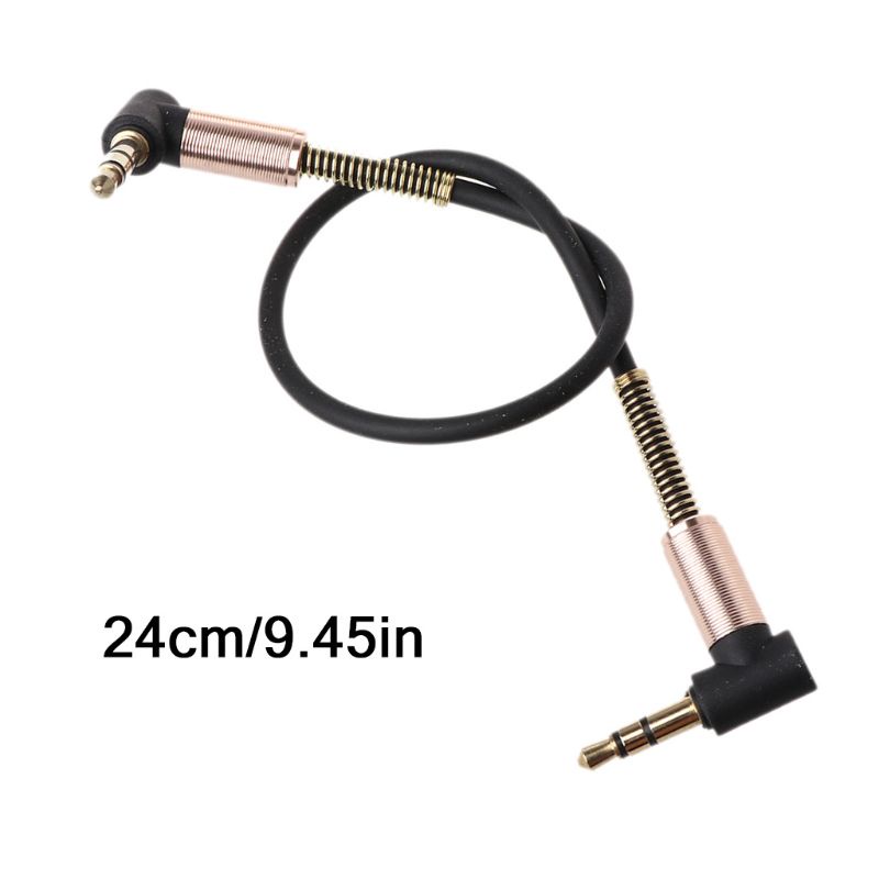 VIVI   24cm Dual 90 Degree Nylon 3.5 mm to 3.5mm Male Jack Audio Cable Car Aux Cord for