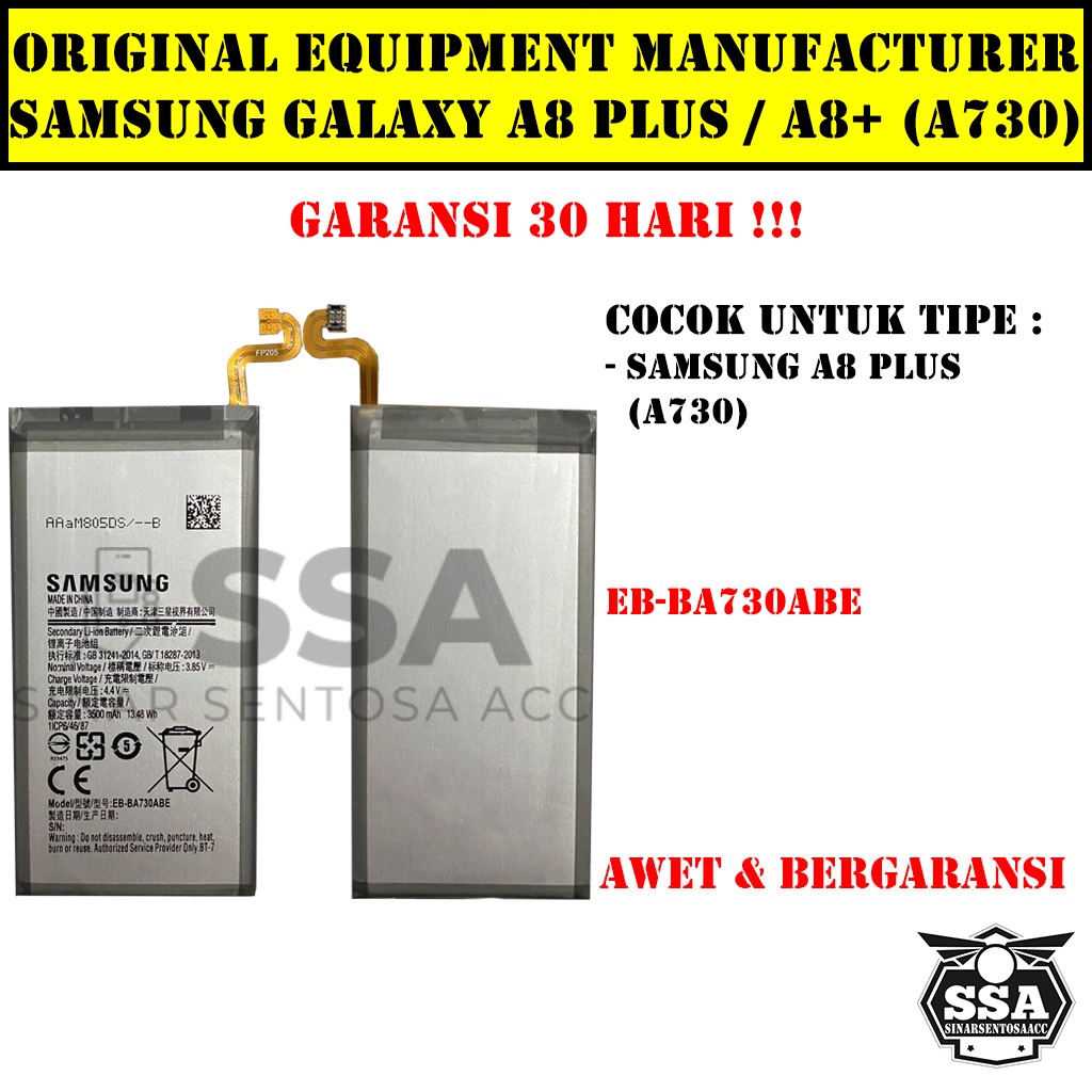 Baterai Original OEM Samsung Galaxy A8 Plus A8+ A730 EB-BA730ABE BA730ABE EBBA730ABE HP Ori Battery Batrai Batre Batu Batere GARANSI AWET MURAH