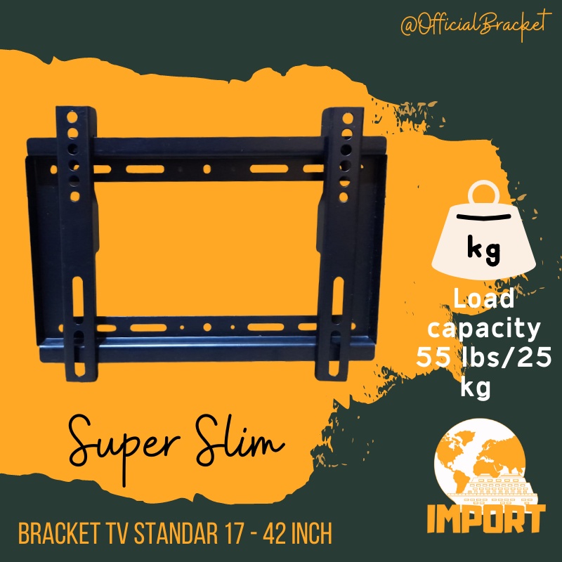 BRACKET TV DINDING LED LCD 14 - 42 Inch Super Slim Fix