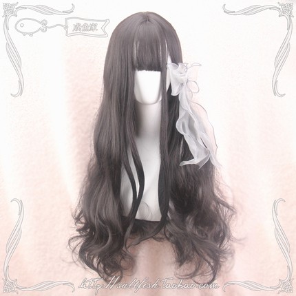 LOL-144 wig rambut palsu daily lolita korea kpop cosplay panjang wavy black