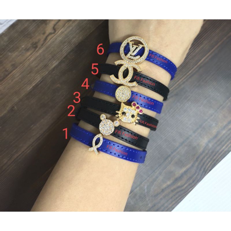 Fifi Fashion Liontin Charm pandora 3 Model Perhiasan Lapis emas Untuk Gelang Tali Kulit 12#