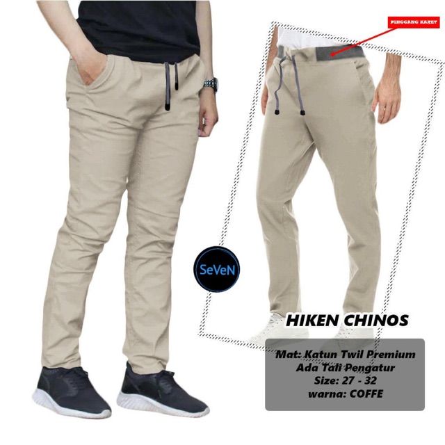 HIKEN CHINOS DEWASA / CELANA CHINOS PRIA / CELANA CHINOS PINGGANG BAN KARET