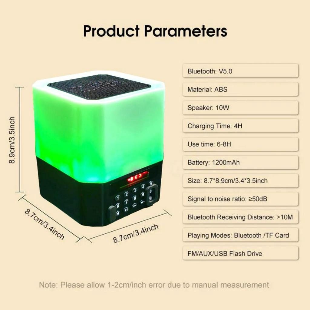 ZIBI ZB600 Speaker Bluetooth Jam Alarm Smart Touch RGB night Light Lamp LED Display ZB-600 Seven Colour