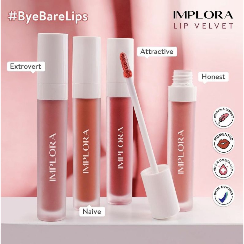 IMPLORA Lip Velvet 4,6 gram | Lip Cream Lipstik Lip Matte / kosmetik bibir BPOM HALAL