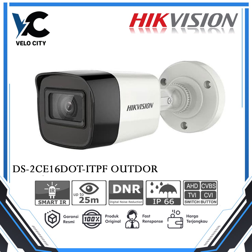 CCTV HIKVISION Outdoor 2MP DS-2CE16DOT-ITPF Hik Vision DS 2CE16DOT ITPF - Garansi 2th