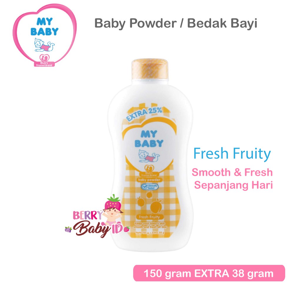 My Baby Powder Bedak Bayi Fresh Fruity 150 g EXTRA 38 g / Smooth &amp; Fresh Sepanjang Hari Berry Mart