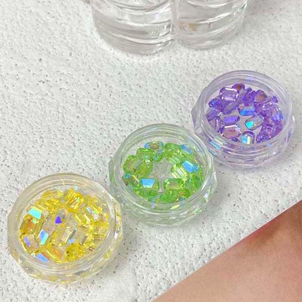 Mxbeauty Aurora Nail Art Rhinestones Warna-Warni Fashion Symphony Rectangle Nail Drills Nail Ornament 3D Perhiasan Kuku