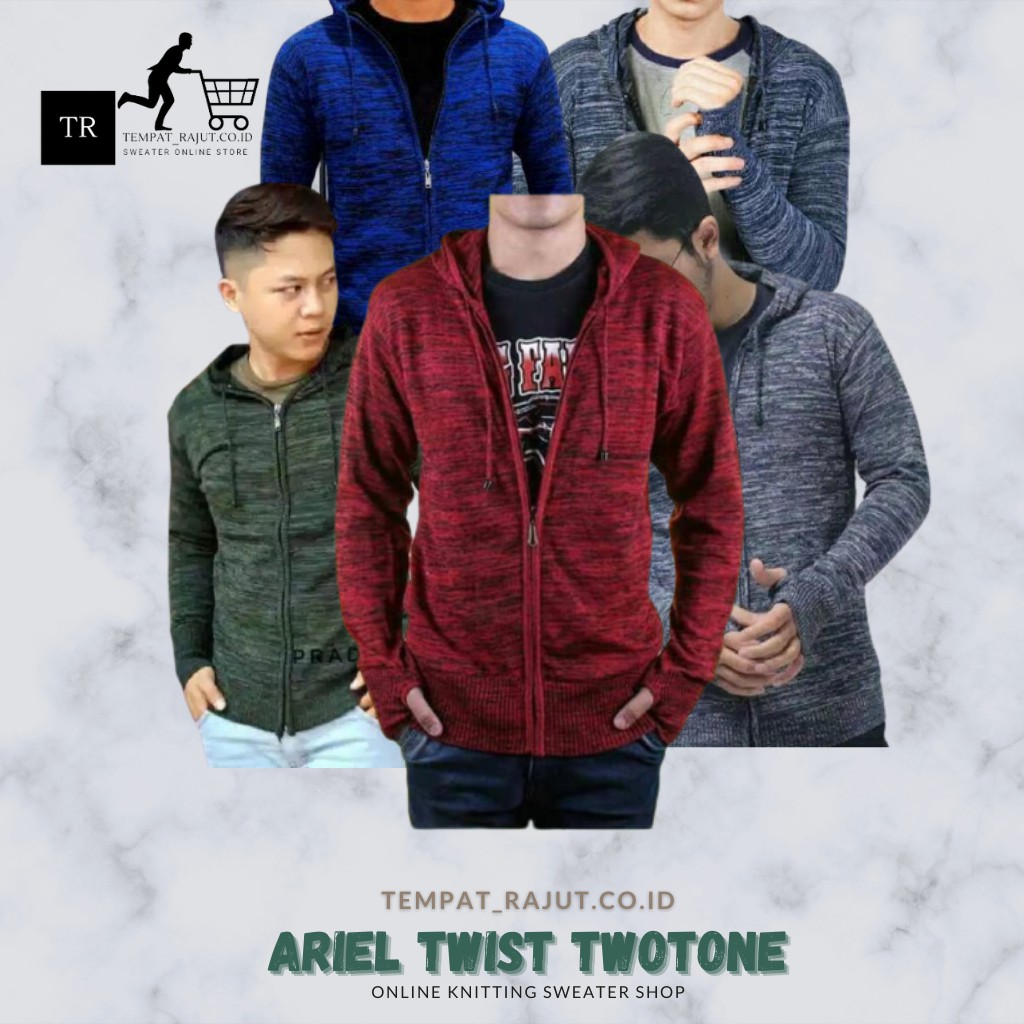 tempat rajut   sweater rajut pria ariel twist twotone hight quality