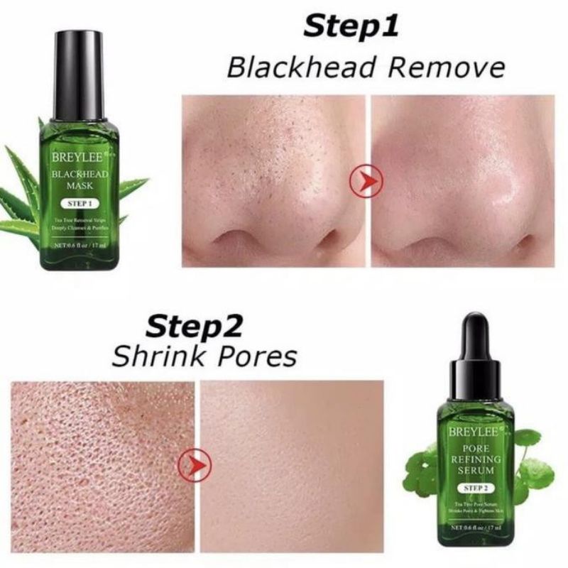 Breylee STEP 1 blackhead mask dan STEP 2 shrink pores