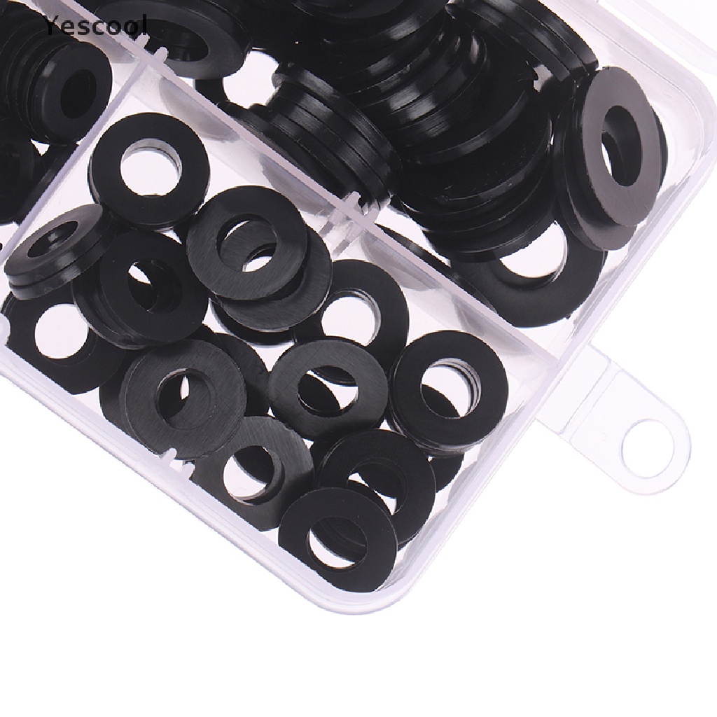 Yescool 350Pcs Ring washer M2 / M2.5 / M3 / M4 / M5 / M6 / M8 Bahan Nilon Warna Hitam