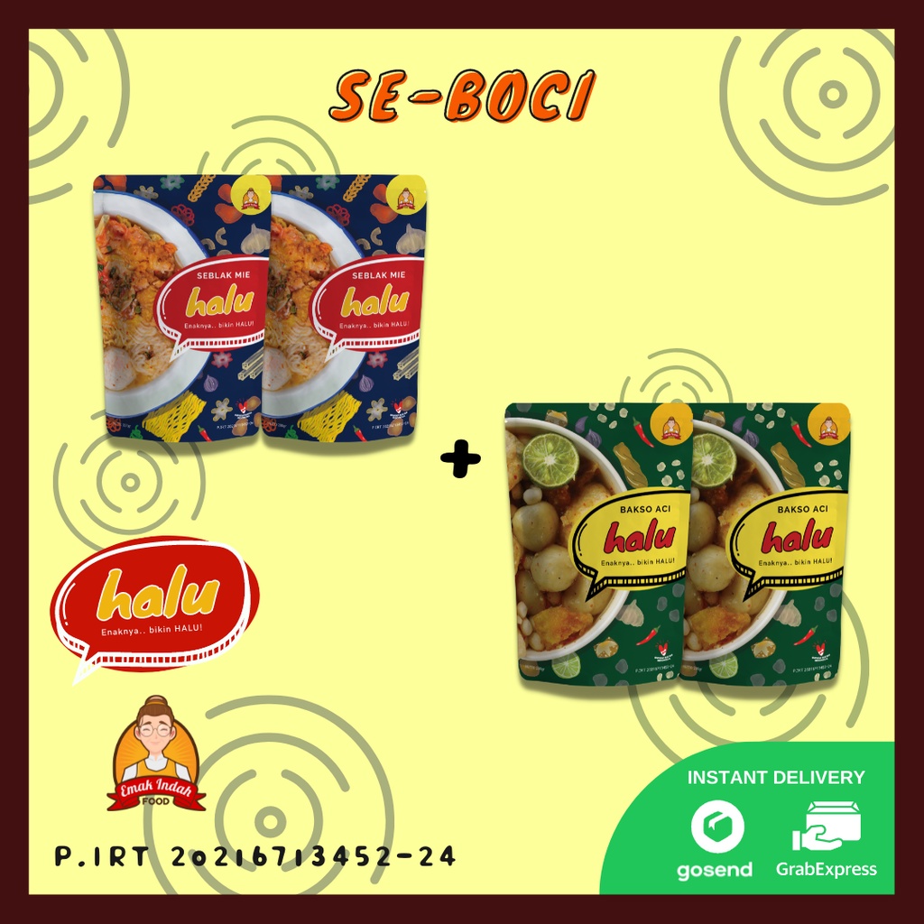 COMBO HALU! 2PC BAKSO ACI INSTANT + 2PC SEBLAK INSTANT - EMAK INDAH FOOD