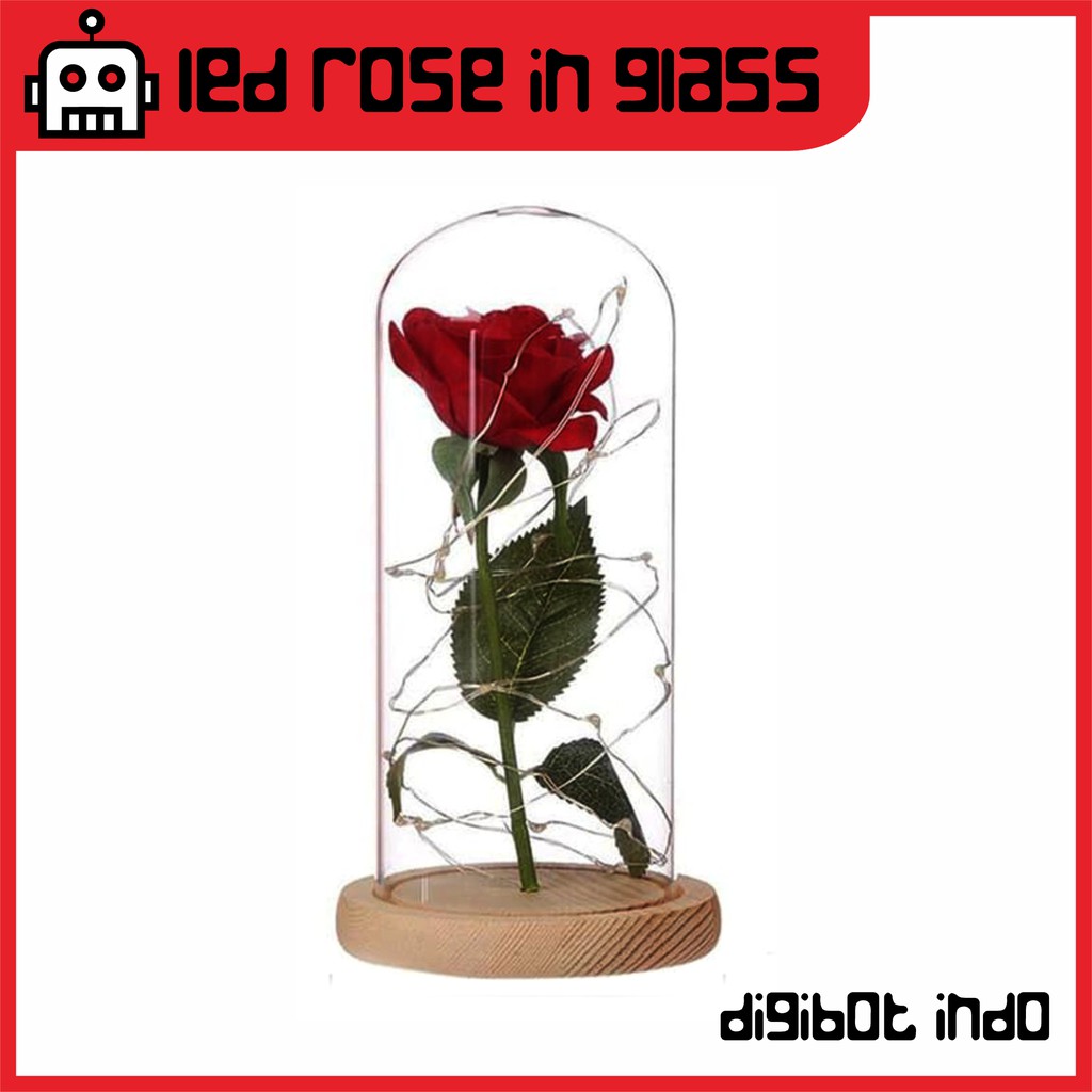 LED Rose in Glass Dome