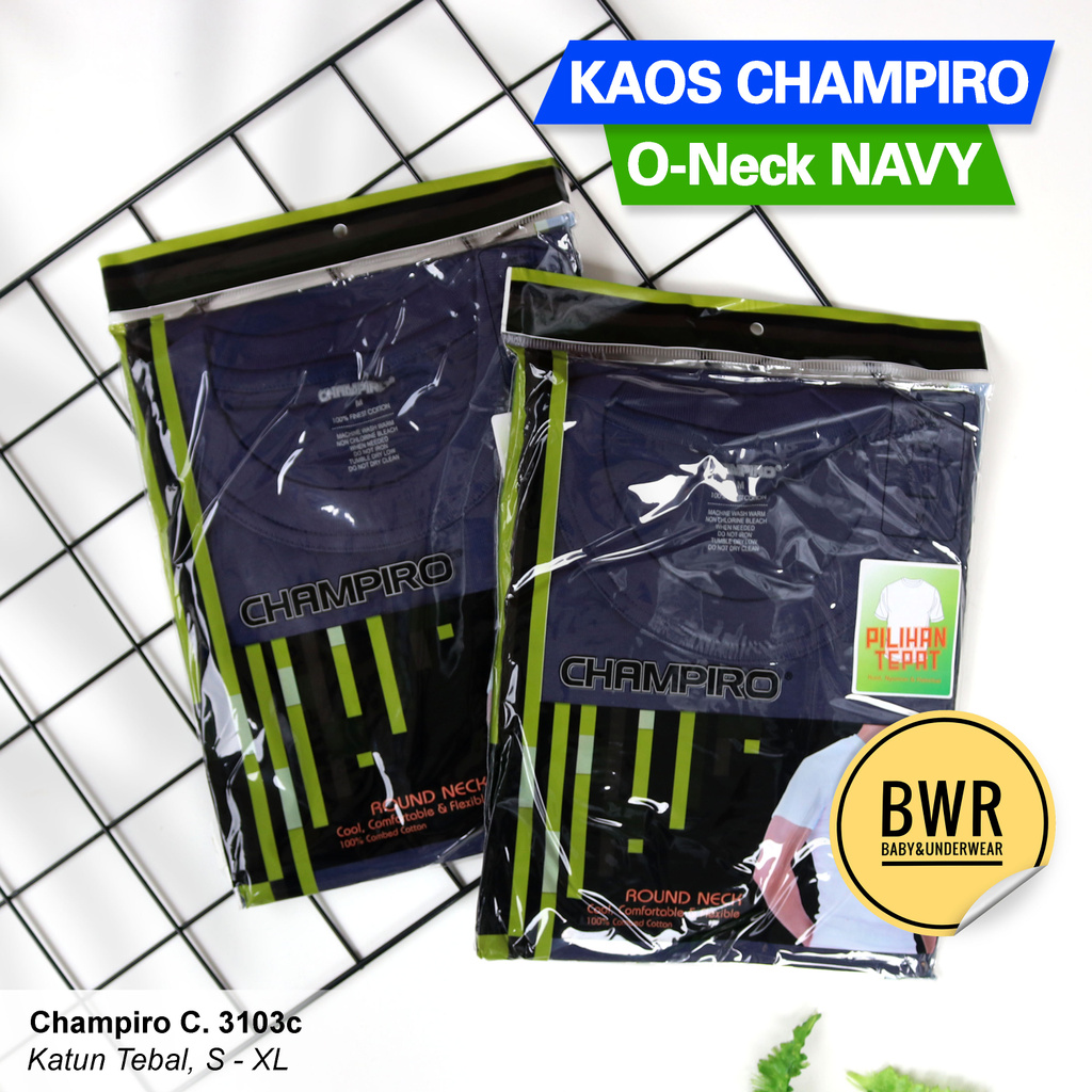 Kaos Oblong CHAMPIRO NAVY C.3103-C | Kaos Dalam Pria Round O-Neck Dongker || Bwr