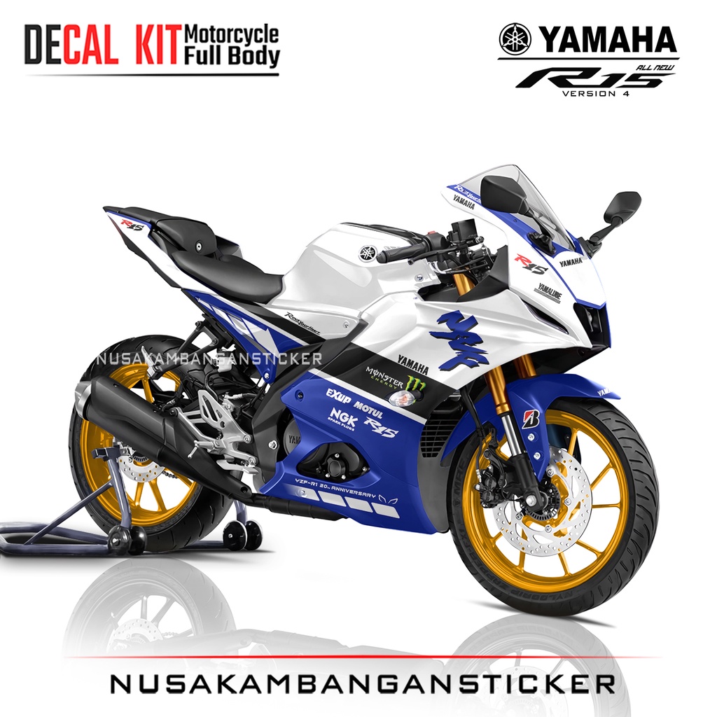 Decal Sticker Yamaha All New R15 V4 Livery YZF R1 20 Th Anniversary Biru Stiker Full Body Nusakamban
