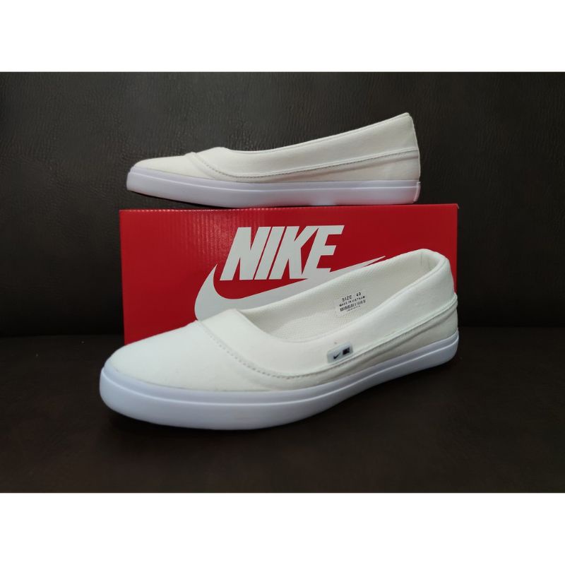 Nikee Sepatu Flat/Slop/Slip On Wanita ALL WHITE (PUTIH POLOS) Bisa Couple/Seragaman 30 s/d 43