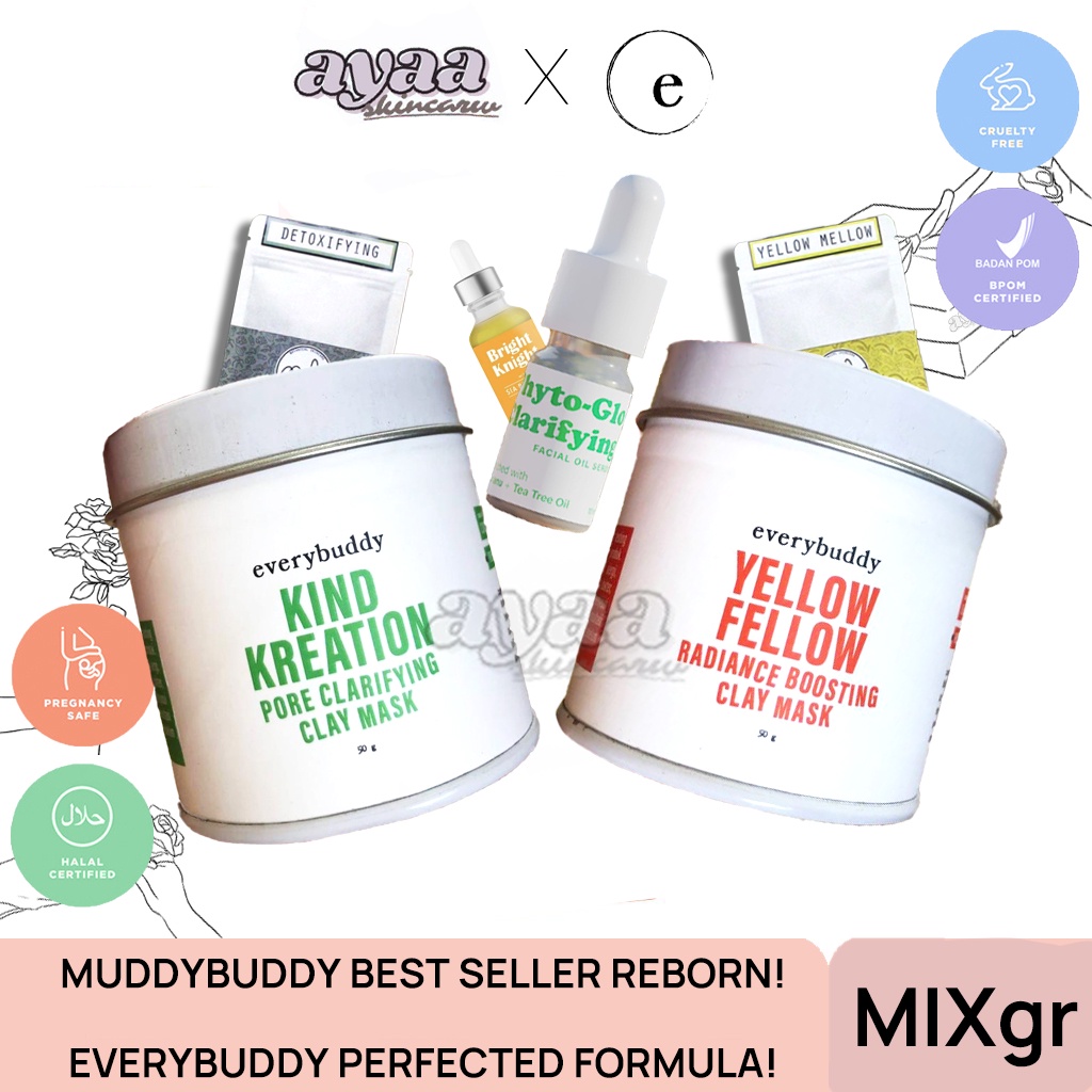 EVERYBUDDY MASK | MASKER EVERYBUDDY | KIND KERATION MASK | YELLOW FELLOW MASK | MUDDY BUDDY DETOXIFYING | MUDDYBUDDY YELLOW MELLOW | MASKER ORGANIC MUDDY BUDDY EVERY BUDDY | SERUM PHYTO GLO | MANIC ORGANIC OIL | BRIGHT KNIGHT