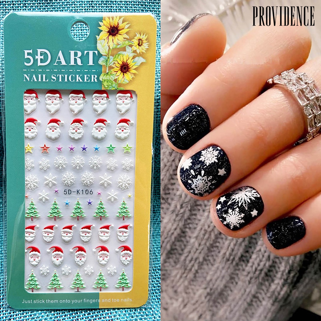Providence Stiker Kuku Motif Snowflake Natal 5d Untuk Dekorasi Nail Art / Manicure Diy