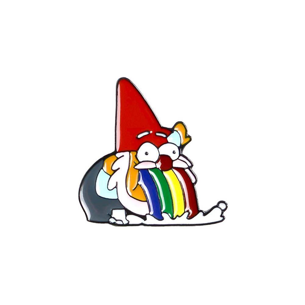 SKJK   Dwarf Bros Lucu Kerah Bros Rainbow Vomit Dwarf Rainbow Lucu Travel Commemorative Badge Pin Enamel Pin