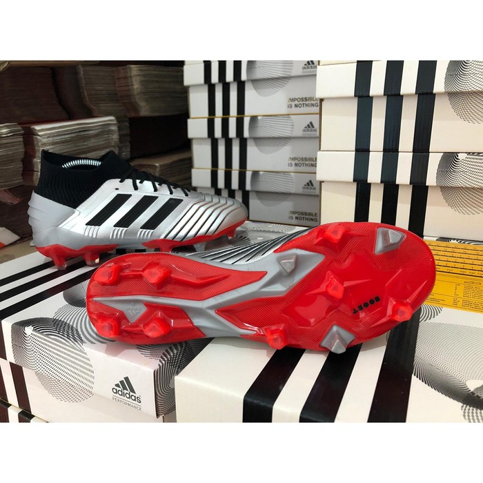 Soccer Adidas Predator 19.1 FG - Silver Metallic Core Black Red
