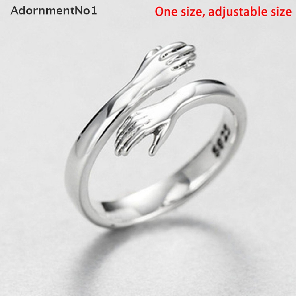 (AdornmentNo1) Cincin Model Terbuka Bahan sterling silver 925 Desain Hati Gaya retro Untuk Wanita