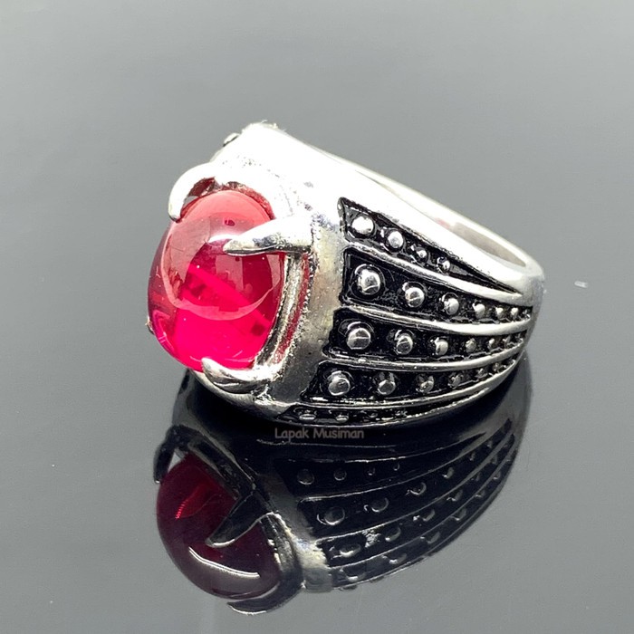 [Bayar di Tempat] Cincin Pria Merah Ruby Siam Super Keren Super Ekslusif