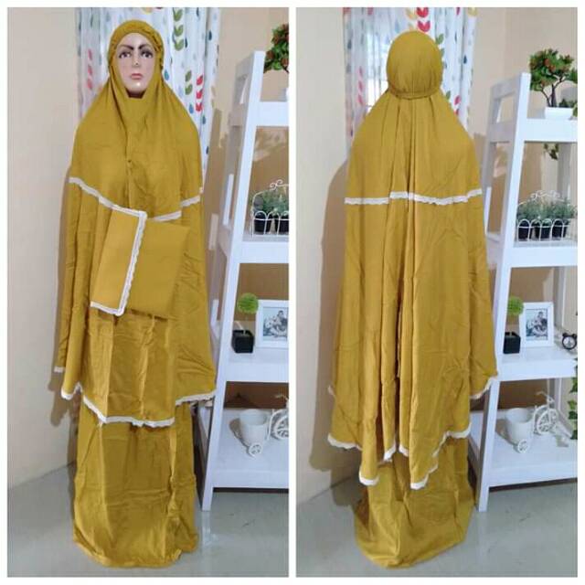 Mukena dewasa rayon polos renda