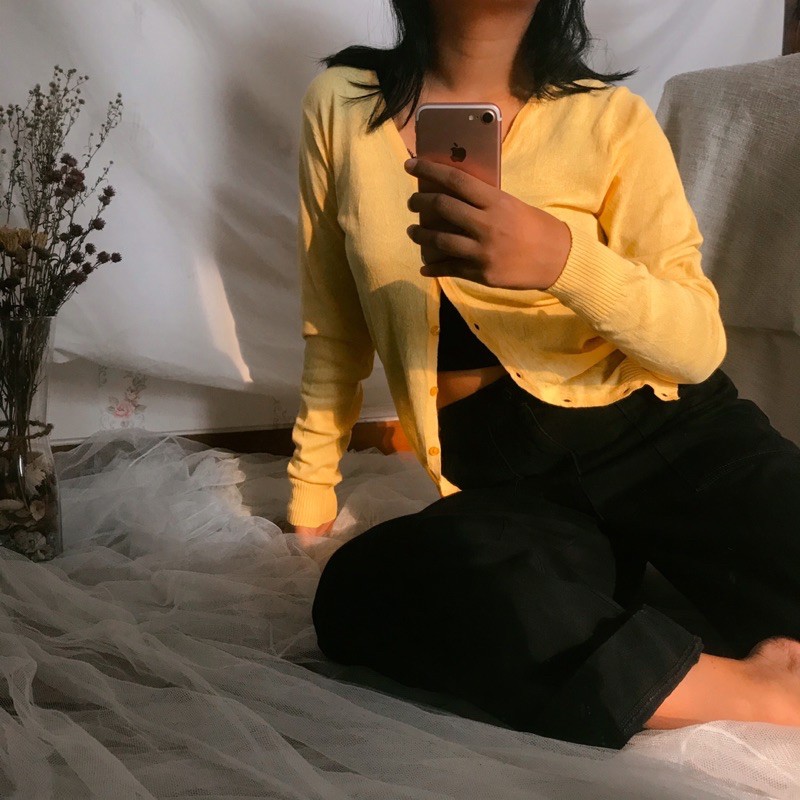 chocol raffine yellow cardigan