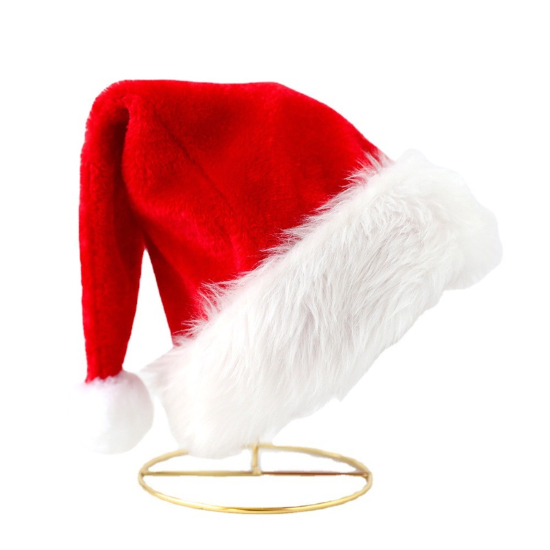 Topi Santa Claus Natal Bahan Plush Lembut Untuk Unisex