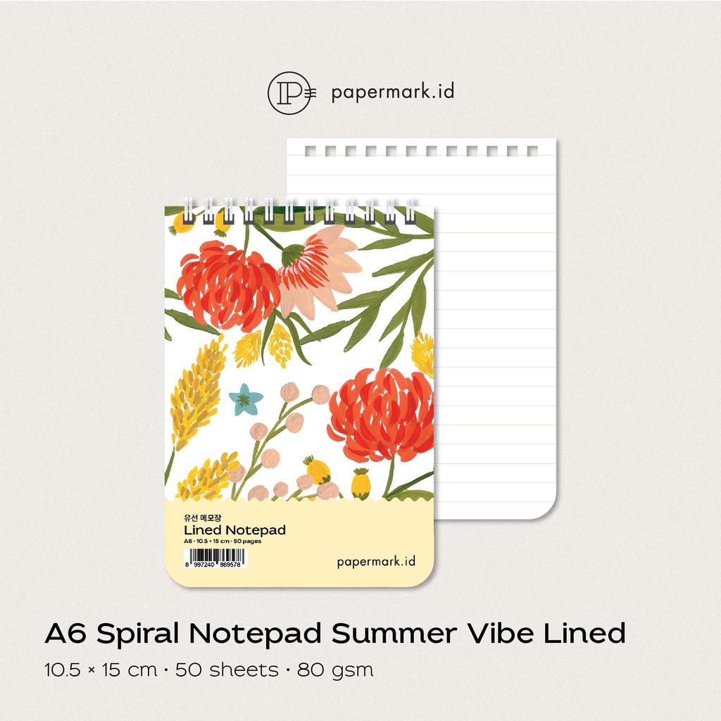 

Papermark - A6 Spiral Notepad Summer Vibe Lined