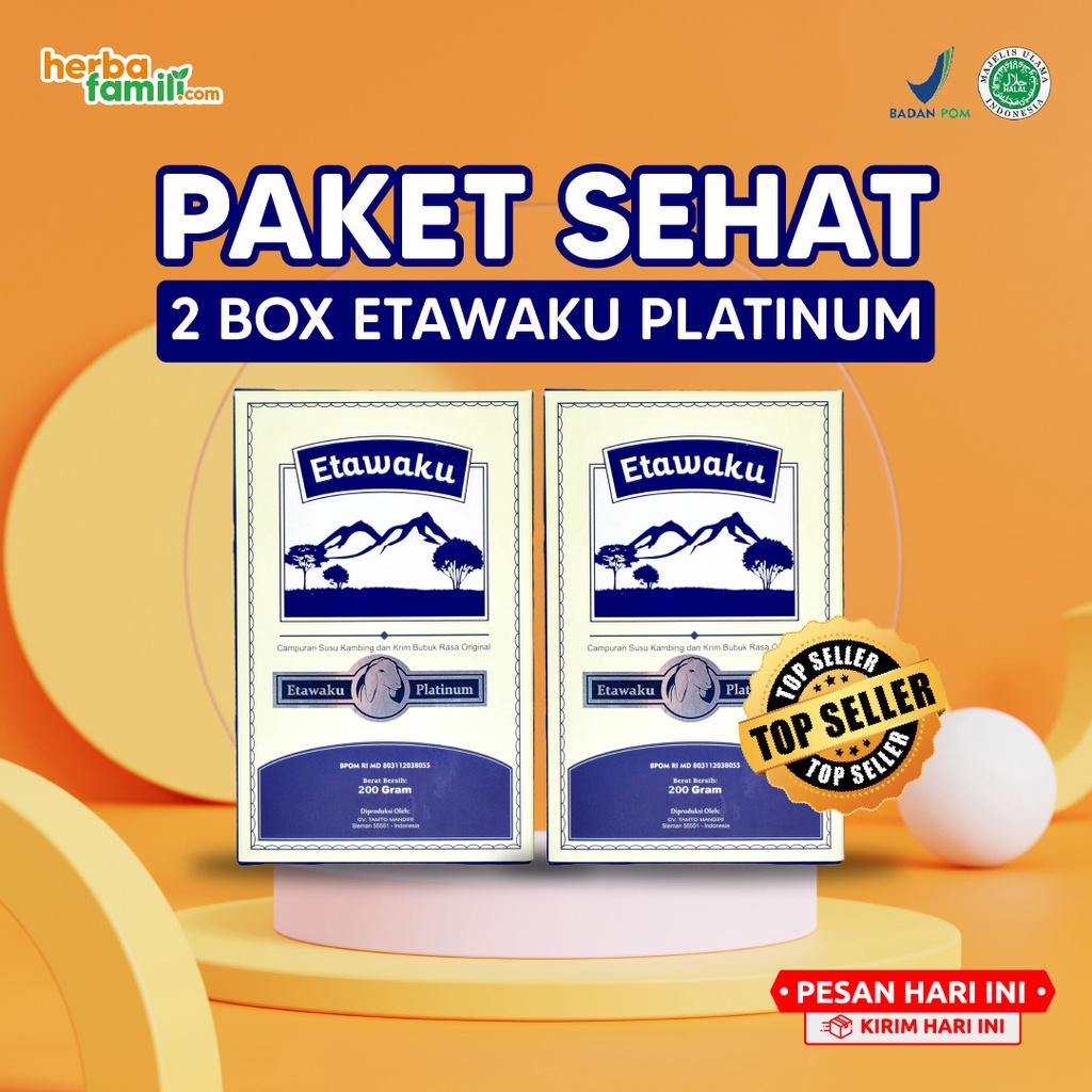 

Etawaku Platinum Paket Sehat 2 Box - Susu Kambing Etawa Bubuk Murni Rendah Gula Menyembuhkan Sesak Nafas, Nyeri Tulang & Sendi