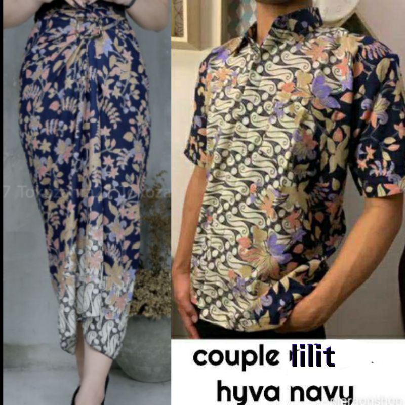 COUPLE KEMEJA &amp; KAIN LILIT batik kemeja batik Kmeja couple/grosir kebaya murah/set kebaya